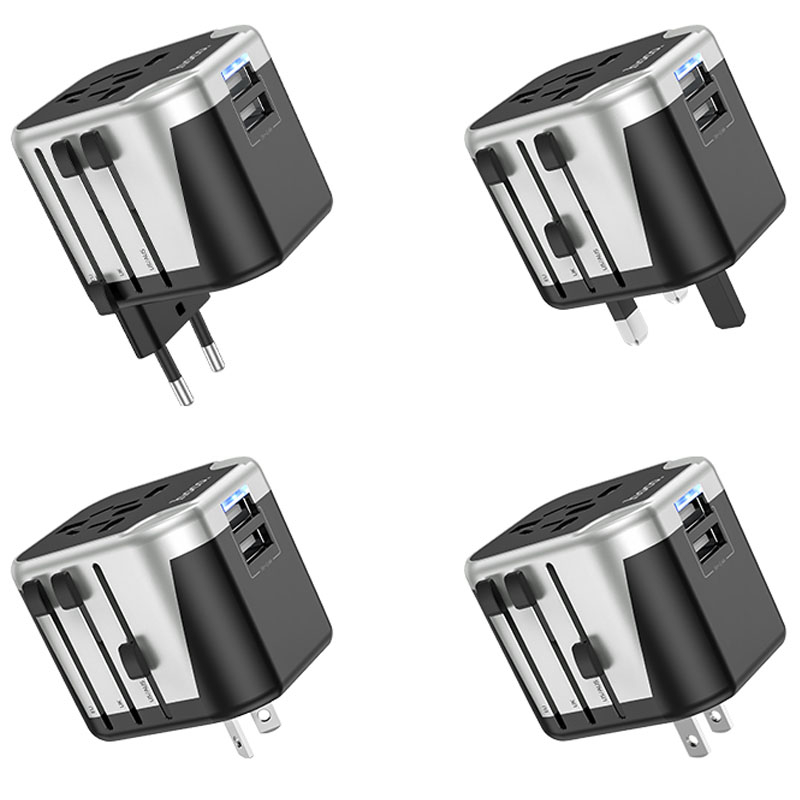 Мережевий універсальний перехідник Hoco AC5 Level 2USB+Socket Black - Зображення 3