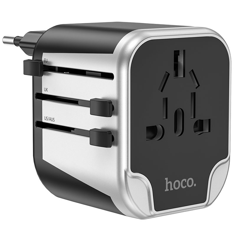 Мережевий універсальний перехідник Hoco AC5 Level 2USB+Socket Black - Зображення 8