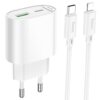 МЗП Hoco C109A Fighter PD20W (1USB-C) + кабель Type-C to Lightning White