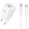 МЗП Hoco C147A PD20W+QC3.0 (1USB-A/1C) + кабель Type-C to Type-C White
