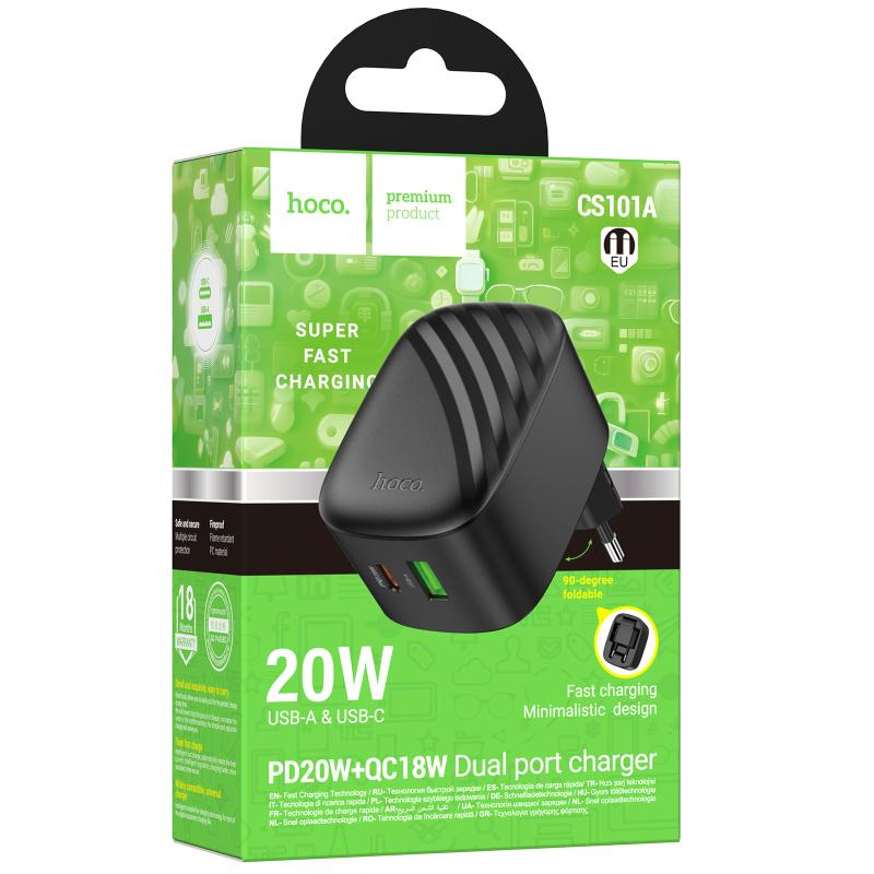 МЗП Hoco CS101A Folding PD20W+QC3.0 (1USB-A/1C) Black - Зображення 2