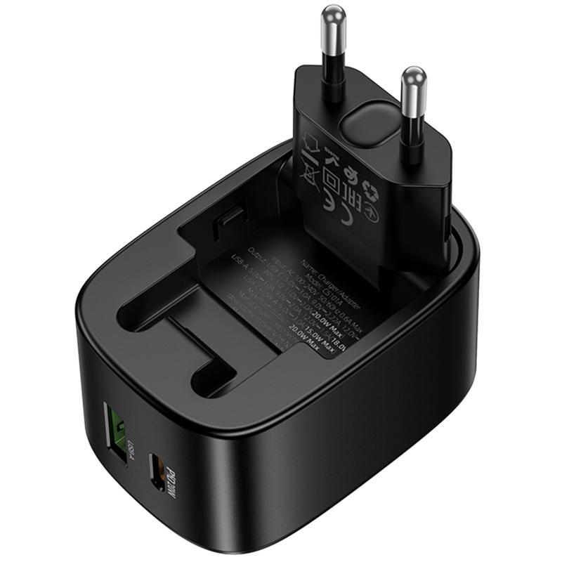 МЗП Hoco CS101A Folding PD20W+QC3.0 (1USB-A/1C) Black - Зображення 3