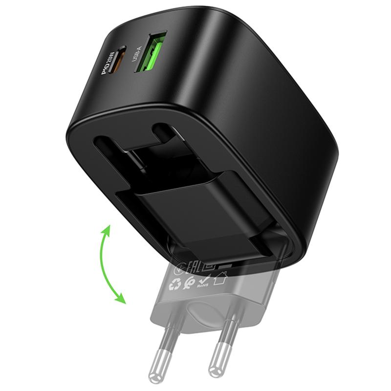 МЗП Hoco CS101A Folding PD20W+QC3.0 (1USB-A/1C) Black - Зображення 4