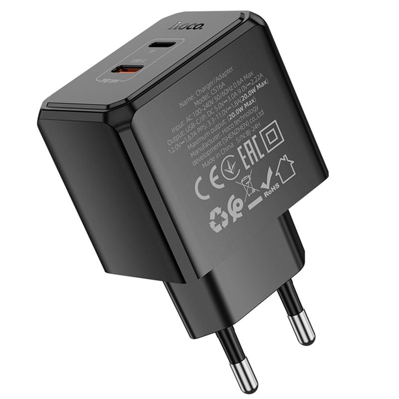 МЗП Hoco CS16A Wish PD20W (1USB-C/1L) Black - Зображення 7