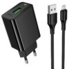 МЗП Hoco CS92A Leader QC3.0 18W (1USB-A) + кабель USB to MicroUSB Black