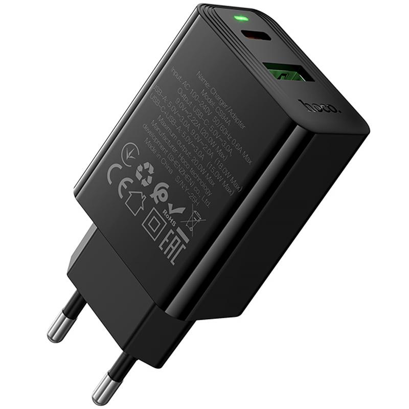 МЗП Hoco CS94A Leader PD20W+QC3.0 (1USB-A/1C) Black - Зображення 4