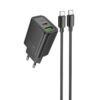 МЗП Hoco N61 Gentle PD20W+QC3.0 (1USB-A/1C) + кабель Type-C to Type-C Black