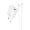 МЗП Hoco N63 Gentle PD30W+QC3.0 (1USB-A/1C) + кабель Type-C to Lightning White