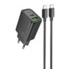 МЗП Hoco N63 Gentle PD30W+QC3.0 (1USB-A/1C) + кабель Type-C to Type-C Black