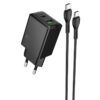 МЗП Hoco N71 Nuevo PD30W+QC3.0 (1USB-A/1C) + кабель Type-C to Type-C Black