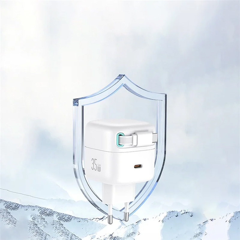 МЗП Usams US-CC202 GaN With Type-C Magnetic Retractable Cable Module XMF Ser. 35W (2USB-C) White - Зображення 7