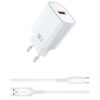 МЗП WIWU G006 Essen QC3.0 18W GaN (1USB-A) + кабель USB to Type-C White