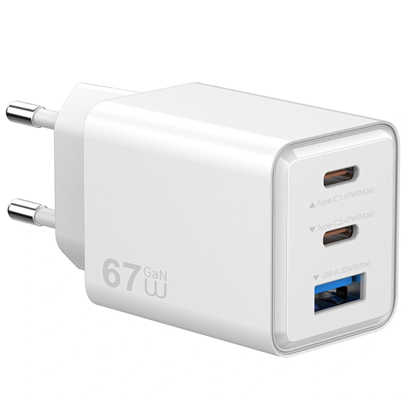 МЗП WIWU G026 Cube PD67W+QC3.0 GaN (1USB-A/2C) White - Зображення 2