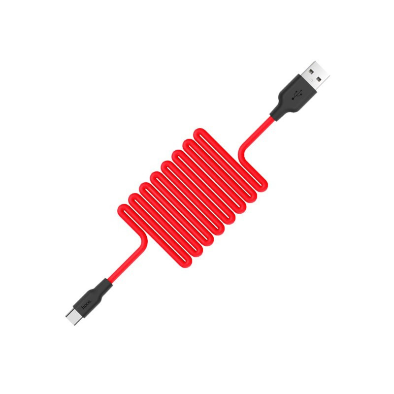 Дата кабель Hoco X21 Silicone Type-C Cable (1m) Чорний / Червоний - Зображення 2